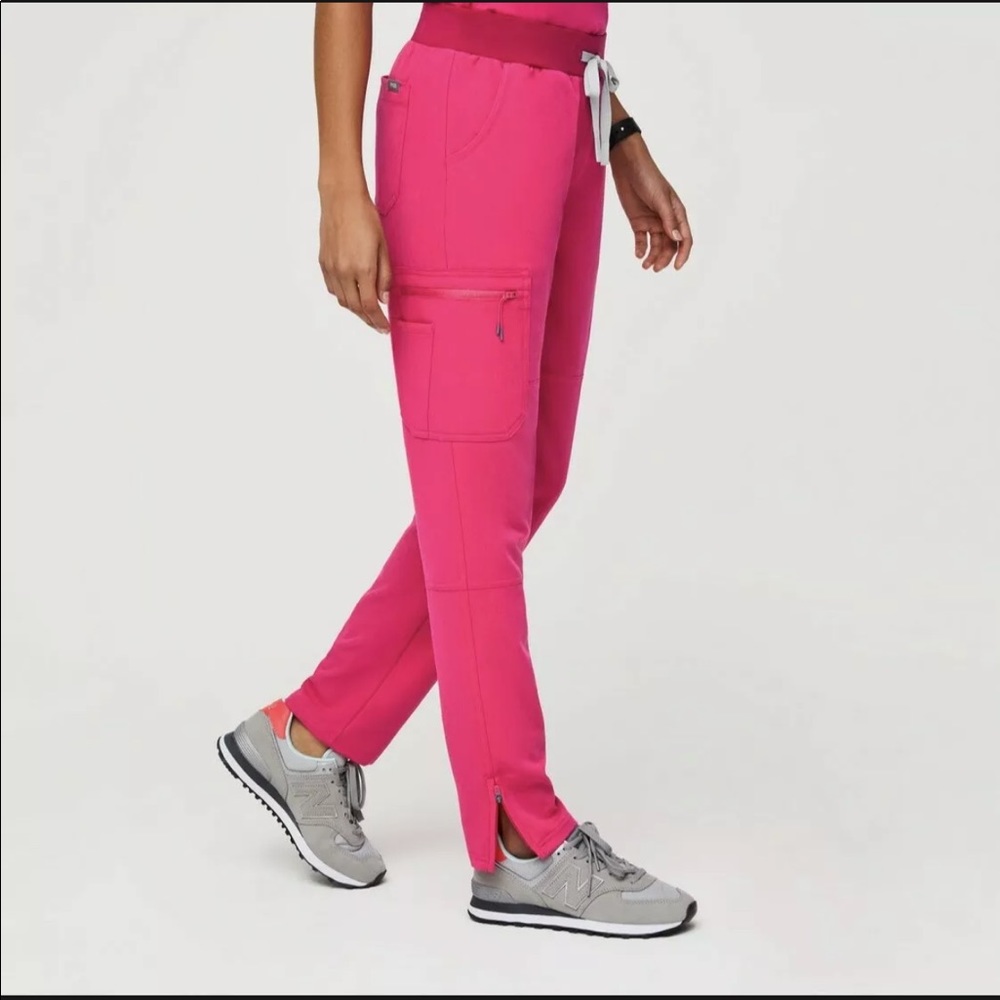 Figs Shocking Pink Slim Zip Yola Remix Scrub Pants